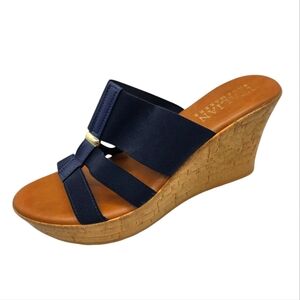 Italian Shoemakers Sawyer Navy Stretch Wedge Sandals Size 11